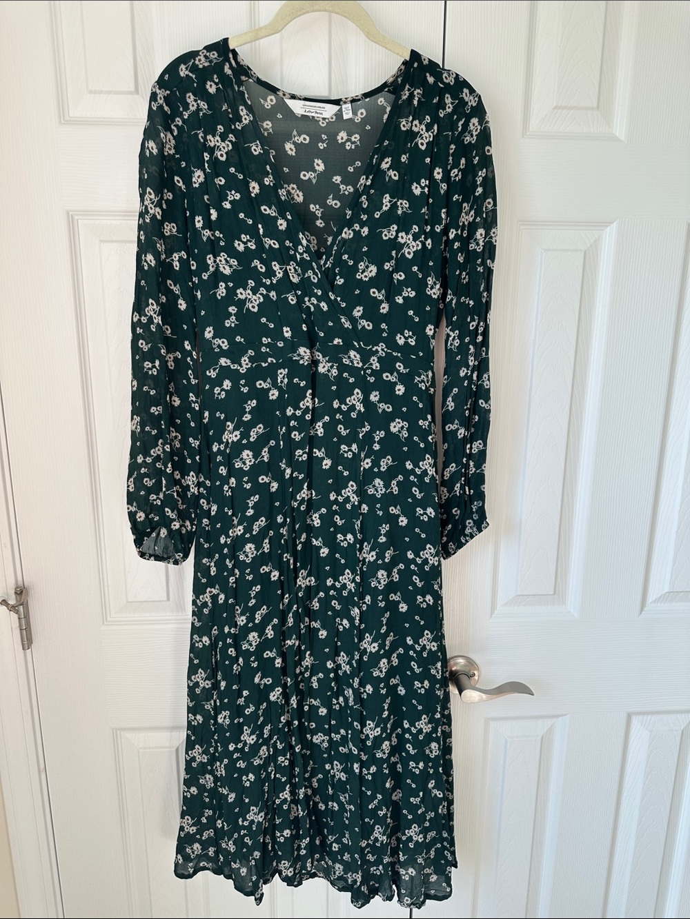& Other Stories Forest Green Floral Wrap Midi Dress